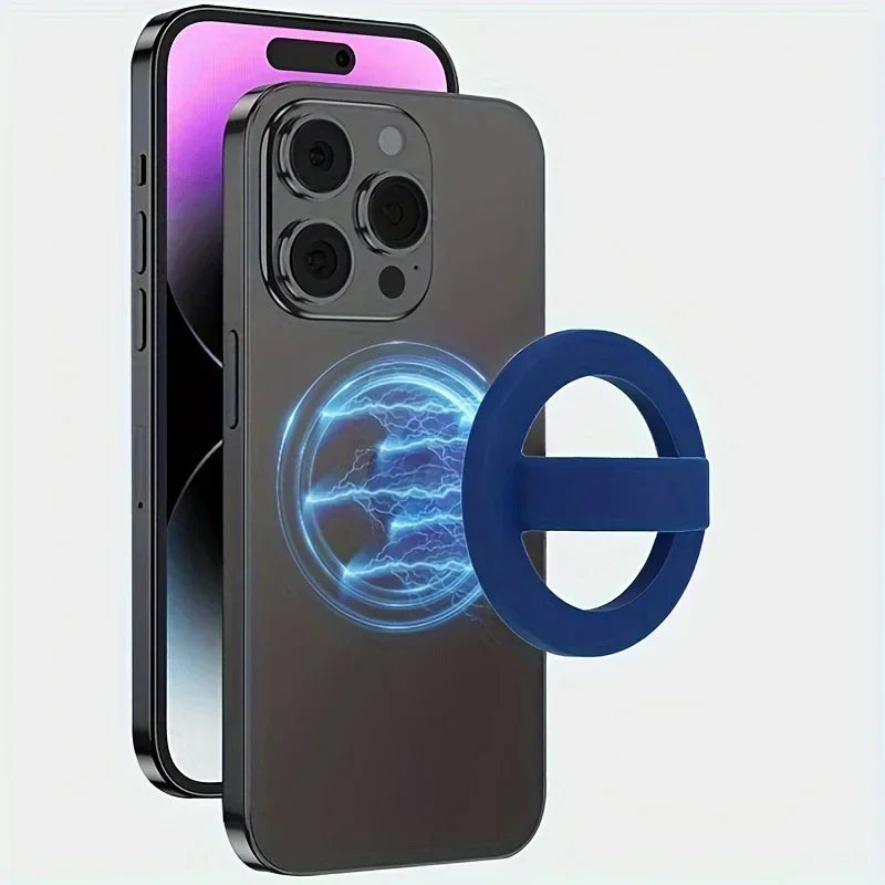 Magnetic Phone Ring Holder Grip Attachment Removable Magnetic Phone Ring Waterproof Liquid Silicone for iPhone & Android Cases