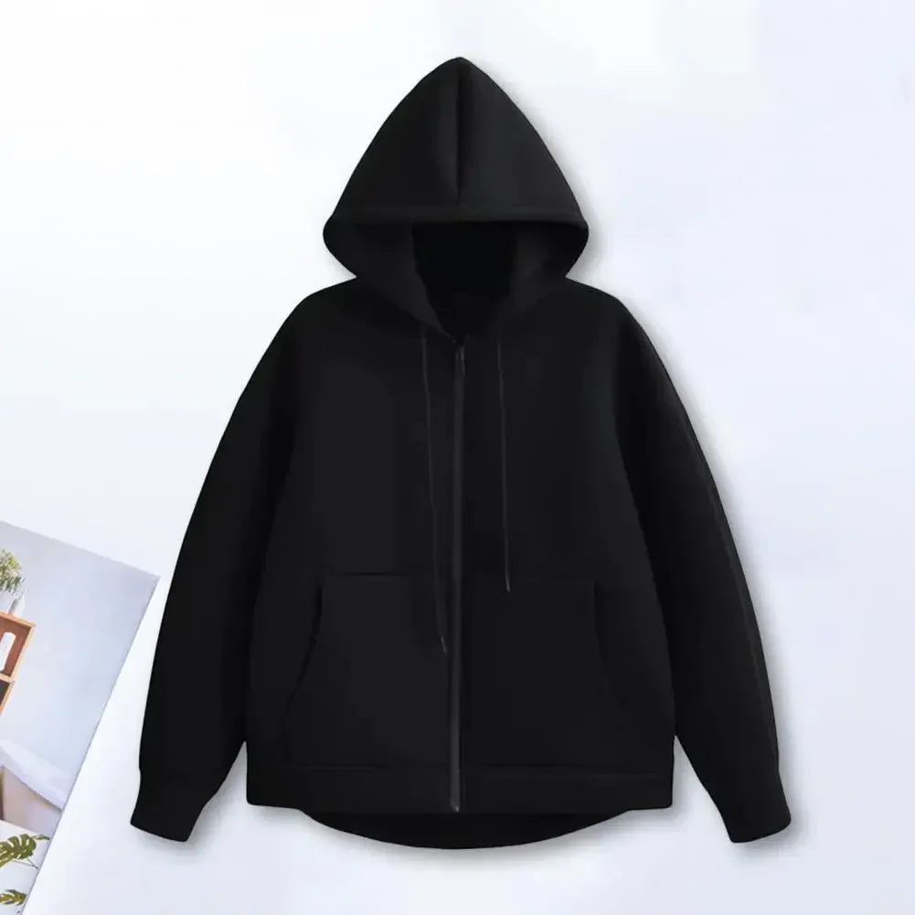 Women Jacket Cozy Hooded Sport Coat for Women with Zipper Closure Big Pockets Elastic Cuffs Fall Winter Fashion Essential