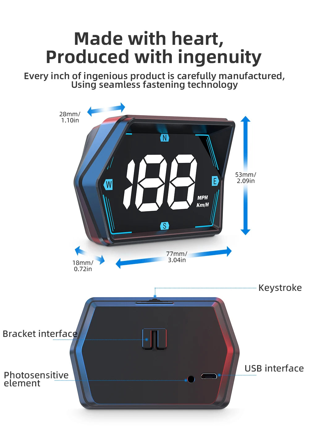 G20 GPS Display Car Digital Speedometer HUD Head-Up Display Eletronics Speed Alarm Gadgets Inteligent Compass For All Car Custom