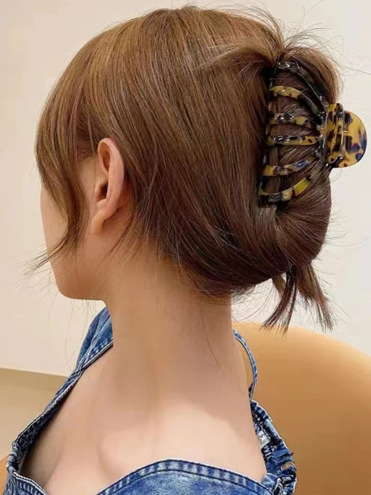 Women Hair Accessories Hollow Out Fashion Acetate Hair Claws Colourful Ponytail Crescent Acetic Claw Clips For Girls