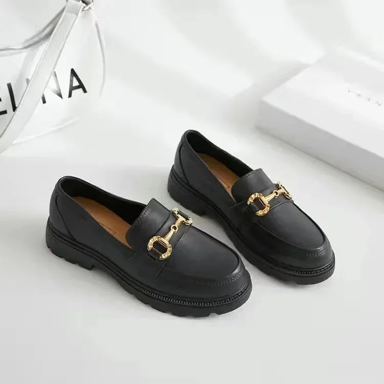 Women's Loafers Shoes Autumn Platform Sole British Style Fashionable Outdoor Slip-On Single Shoes Thick Sole Korean Style