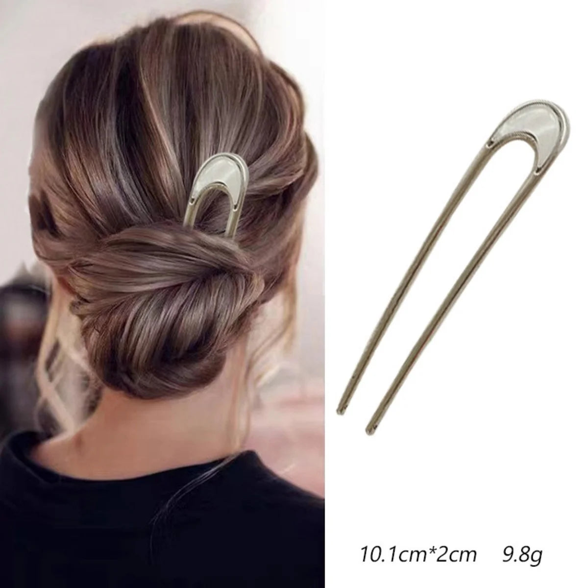 Fashion Hair Accessories Metal U Shape Hair Stick For Women Silver Gold Color Elegant Shell Enamel Hairpin Female Headwear Gifts