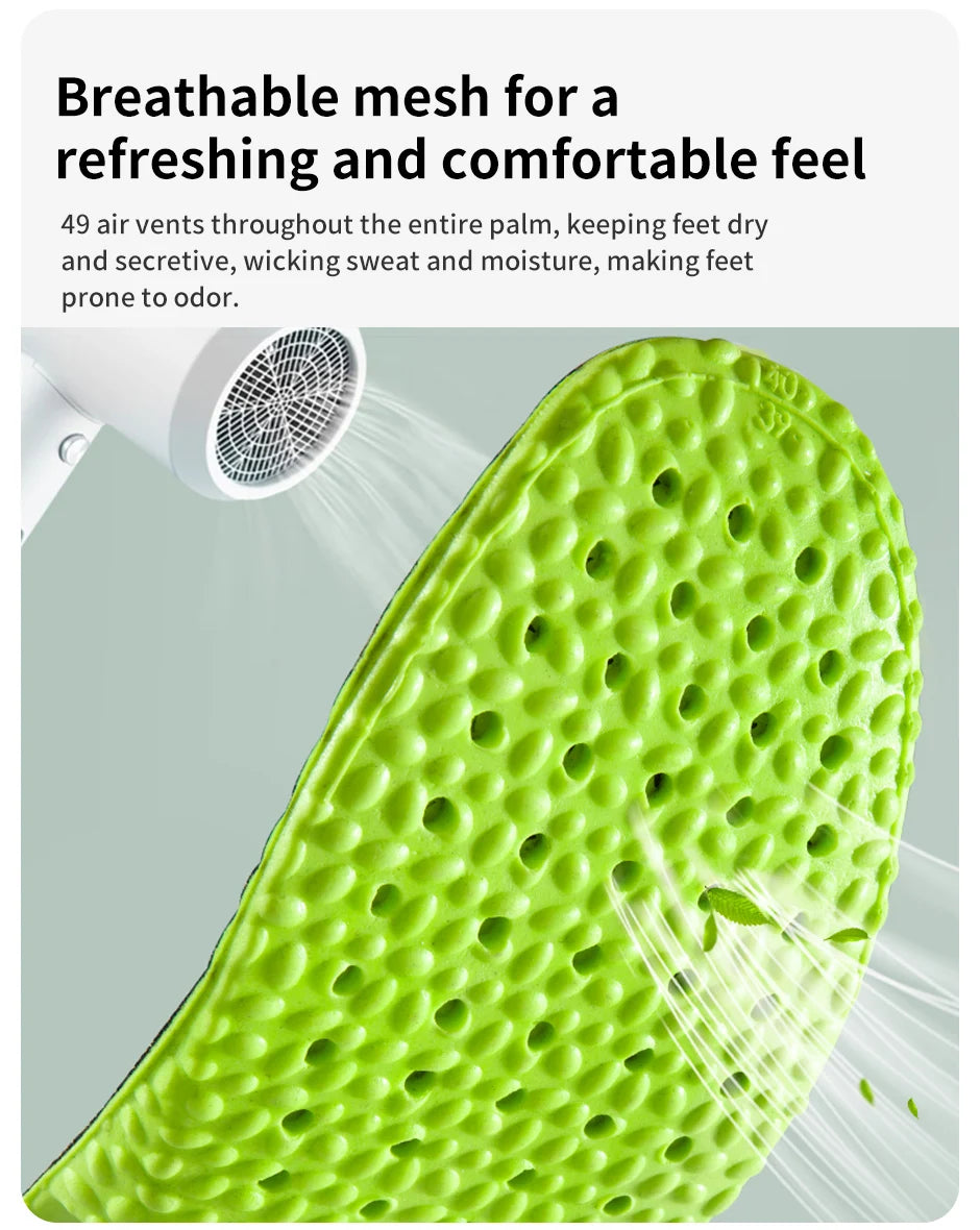 Sports Shock Absorption Insole Green PU Memory Foam Breathable Arch Support Orthopedic Shoes Pad Men Women Feet Care Shoes Pad