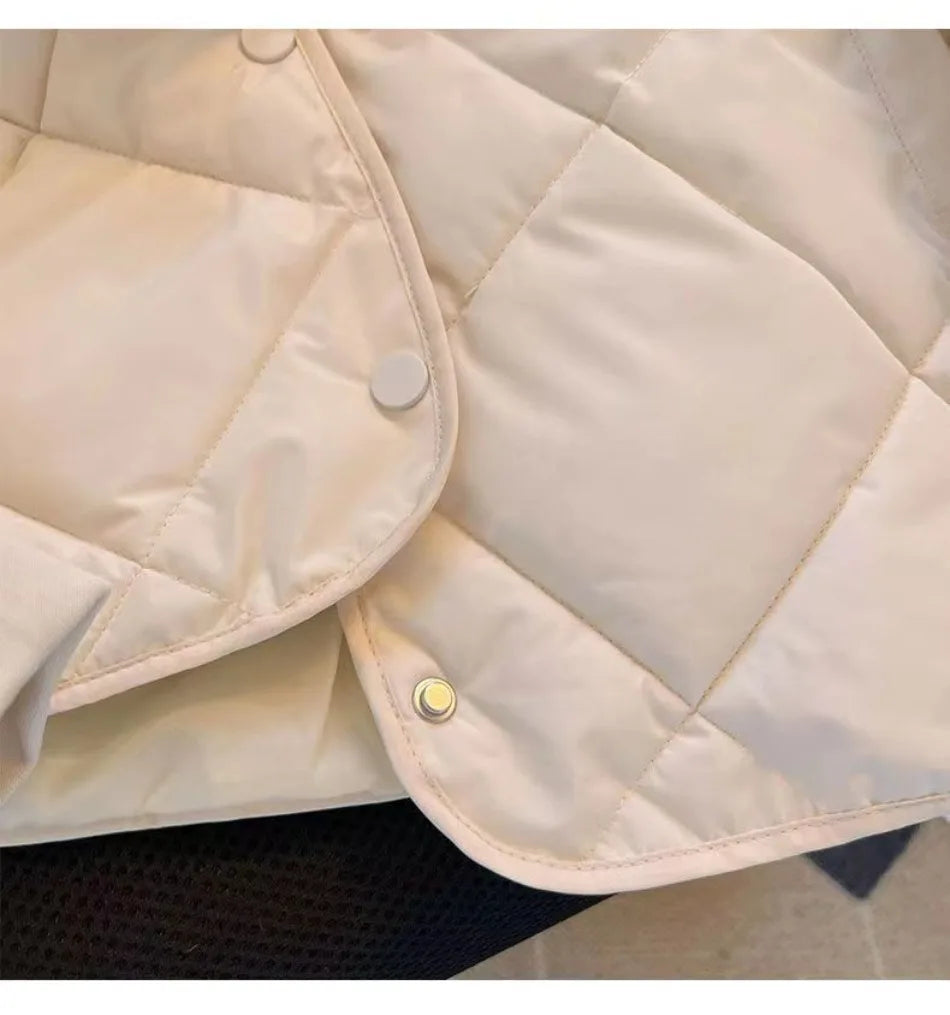 New in Winter Cotton-Padded Jacket for Women New Versatile Lightweight Rhombus Plaid Cotton-Padded Jacket Simple and Stylish