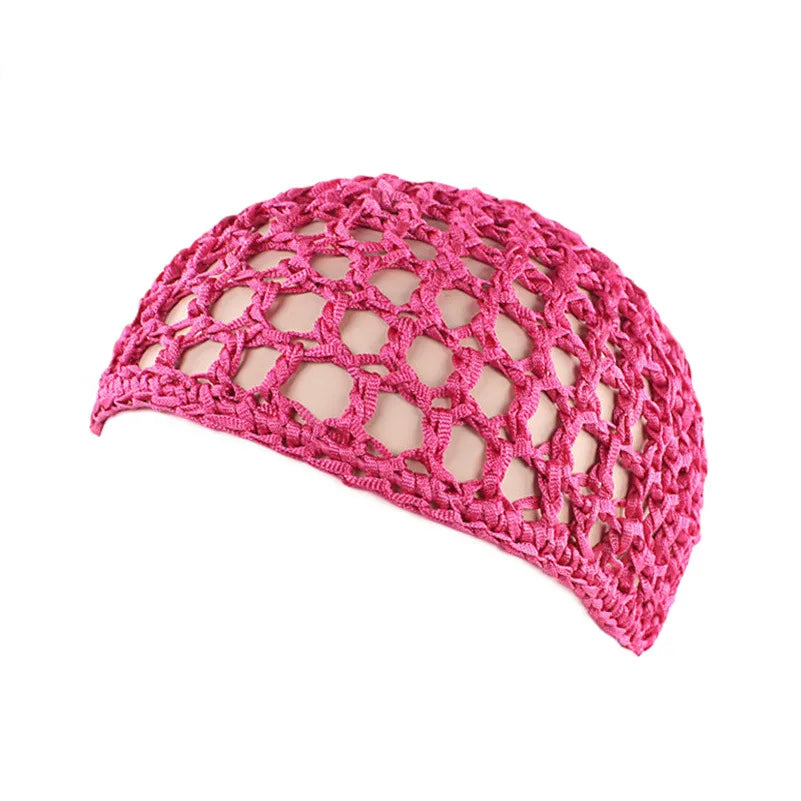 Women Mesh Hair Net Crochet Cap Rayon Knit Snood Hat Thick Short Hairnet Sleeping Night Cover Turbans Styling Tool Accessories