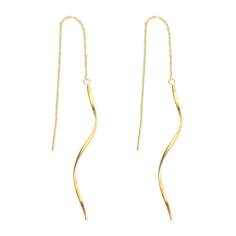 Accessories for Women Long Tassel Threader Earrings for Women Wave Shaped Simple Long Chain Earring Wedding Party Jewelry Gift