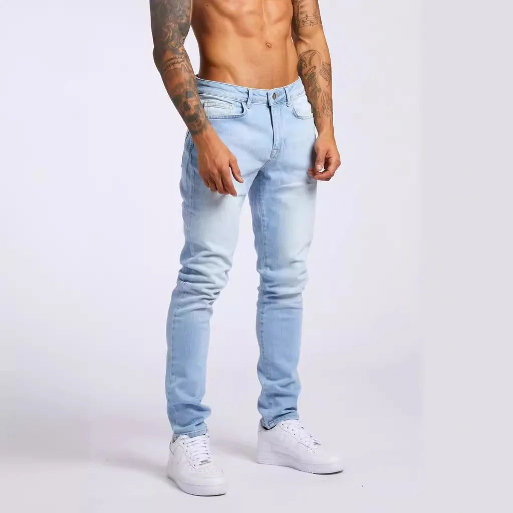 2025 New style denim men's pants, Instagram trend, black slim-fit high-waisted denim jeans for men