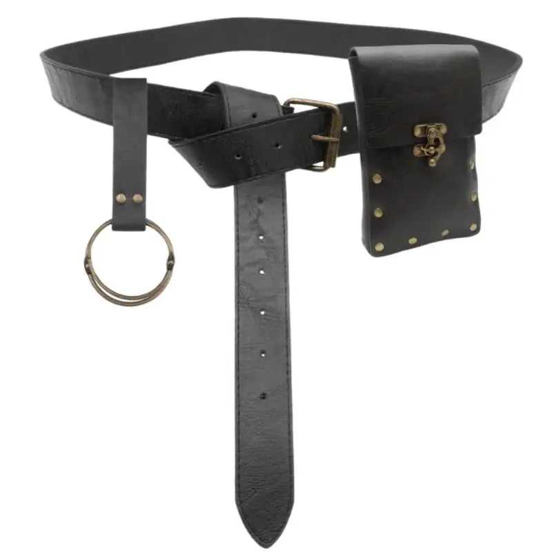 Men Vintage Medieval Belt Set With Leather Pouch And Key Chains Ornamental Renaissance Witch Knight Pirate Cosplay Accessories