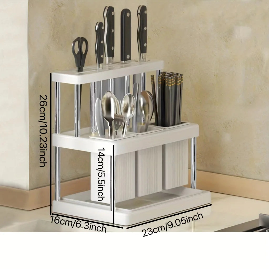 Kitchen Knife Holder Storage Rack, Chopsticks Tube Knife Holder Integrated Storage Box, Restaurant Kitchen Knife Holder
