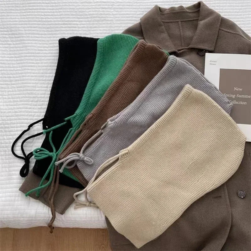 Winter Balaclava Hats For Men&Women Unisex Knitted Hooded Caps Outdoor Warmer Drawstring Hats One-Piece Neck Collar Beanies Cap