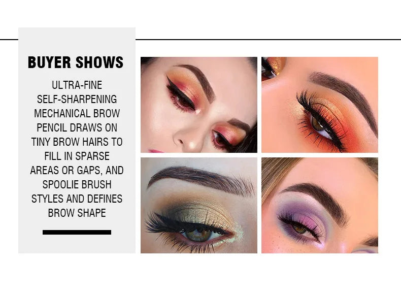 Langmanni Double headed Rotable Eyebrow Pen with a 1.5mm diameter Fine refill Waterproof Wild Eyebrow Pen and Eyebrow Brush