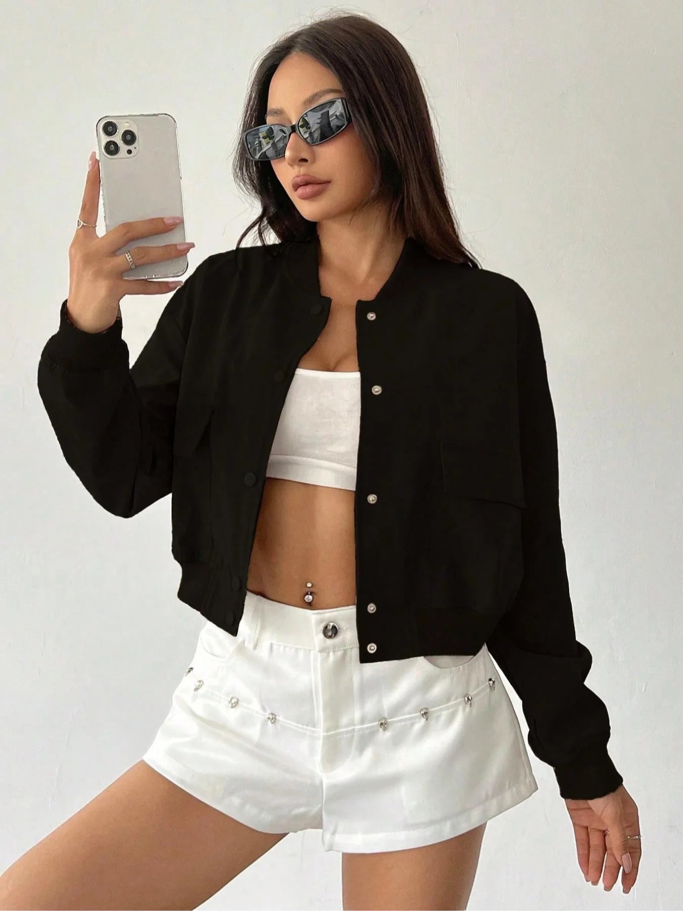 Women's Casual Woven Jacket Coat, Fitted Style, Moderate Fabric Thickness, Spring & Fall Fashion Outerwear for Women