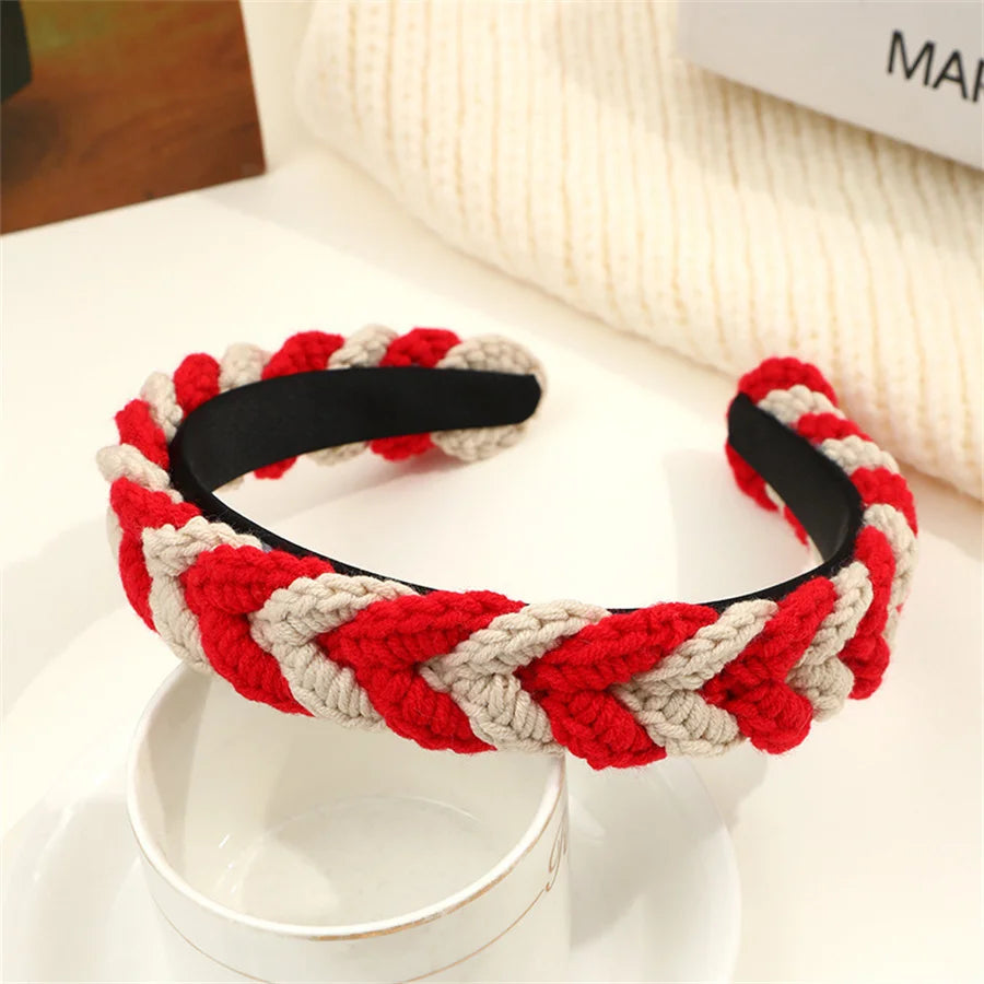 Fashion children's hair accessories winter hand-knitted wool headband lady cute girl heart flower wide headband hair accessories