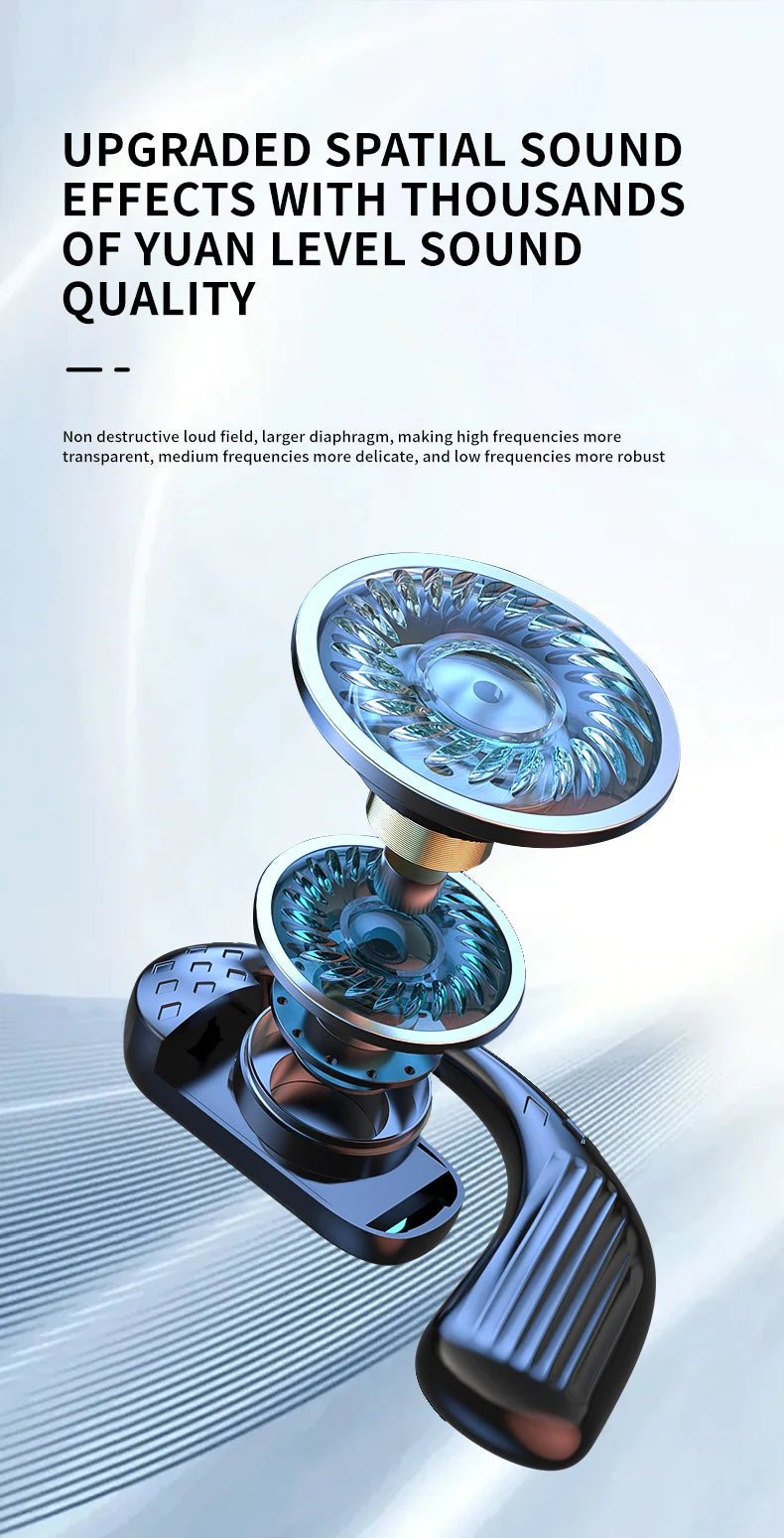 Bluetooth 5.4 Open Wireless Earphone 180° Rotation Adjustable Left Right Ear Universal Headset With Mic For Sport Business Music