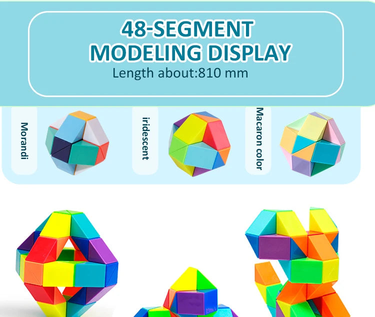 3D Puzzle Fidget Toys Transformable Cube Kid Education Toys Cubo Magico 24-72 Segments Magic Rule Snake Speed Cubes Toys for Kid