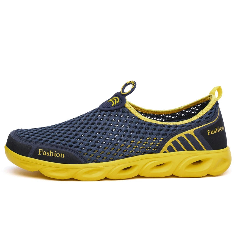 Men Jogging Shoes Casual Sneakers Outdoor Breathable Mesh Women Light Shock-absorption Black Tennis Men Water Shoes Yellow Shoes