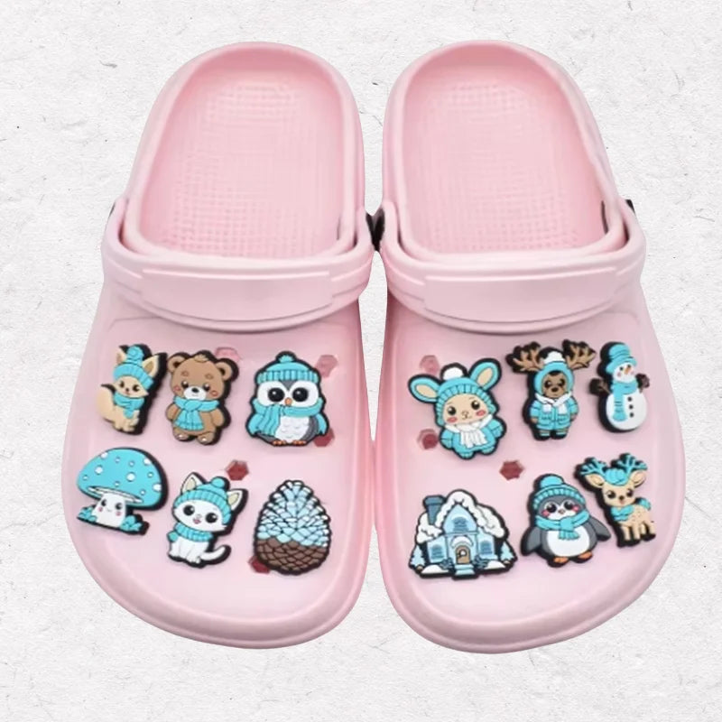 22Pcs Winter Ice Snow Shoe Charms Decoration for  Pin Accessories Bracelet Wristband Women Party Gifts