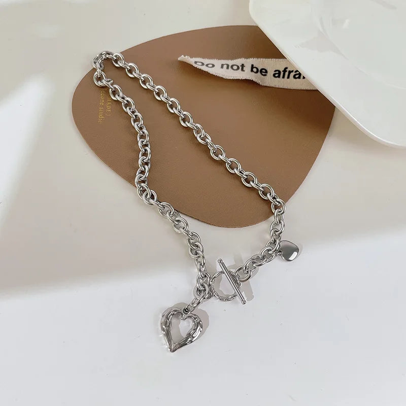 Accessories for Women Love Heart Buckle Necklace for Women Temperament Clavicle Chain Wedding Party Jewelry Gift Collares