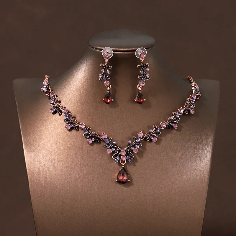 Bride Wedding Classic Necklace Earring Set Exquisite and Elegant for Ladies Suitable for Party Festivals