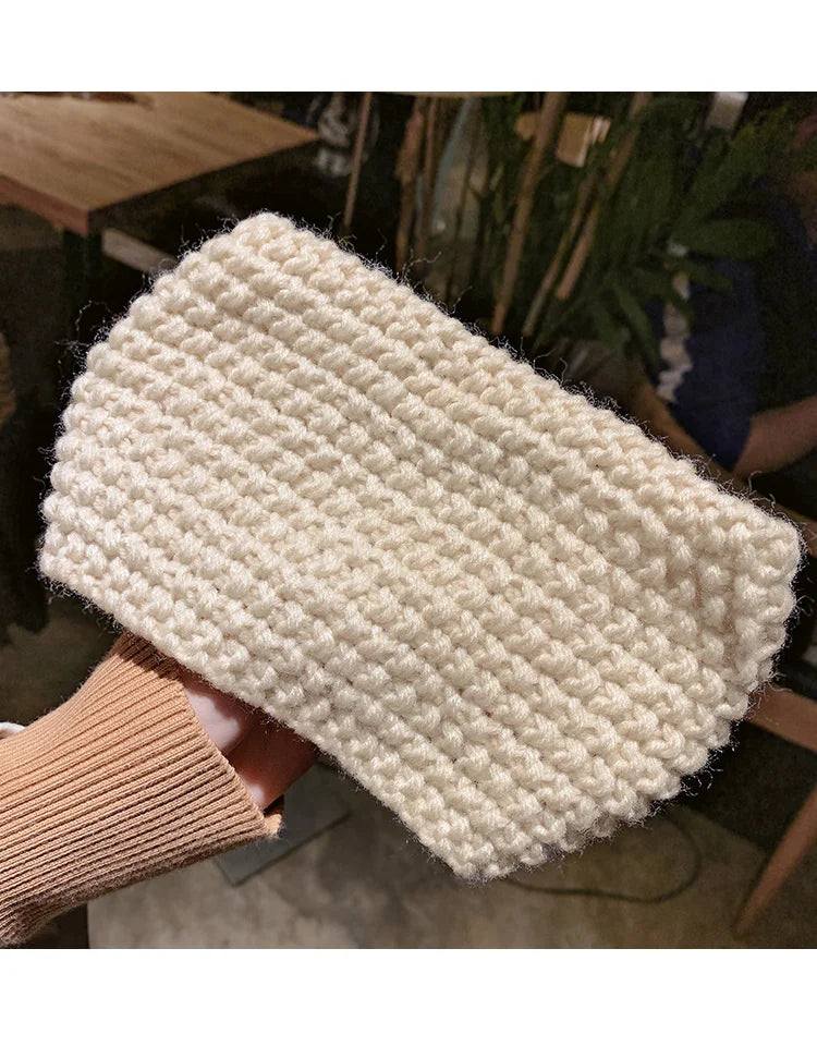 Winter Warm Knit Headbands For Women Knotted Crochet Elastic Hair Band Bandanas Handmade Turban Headwear Hair Accessories