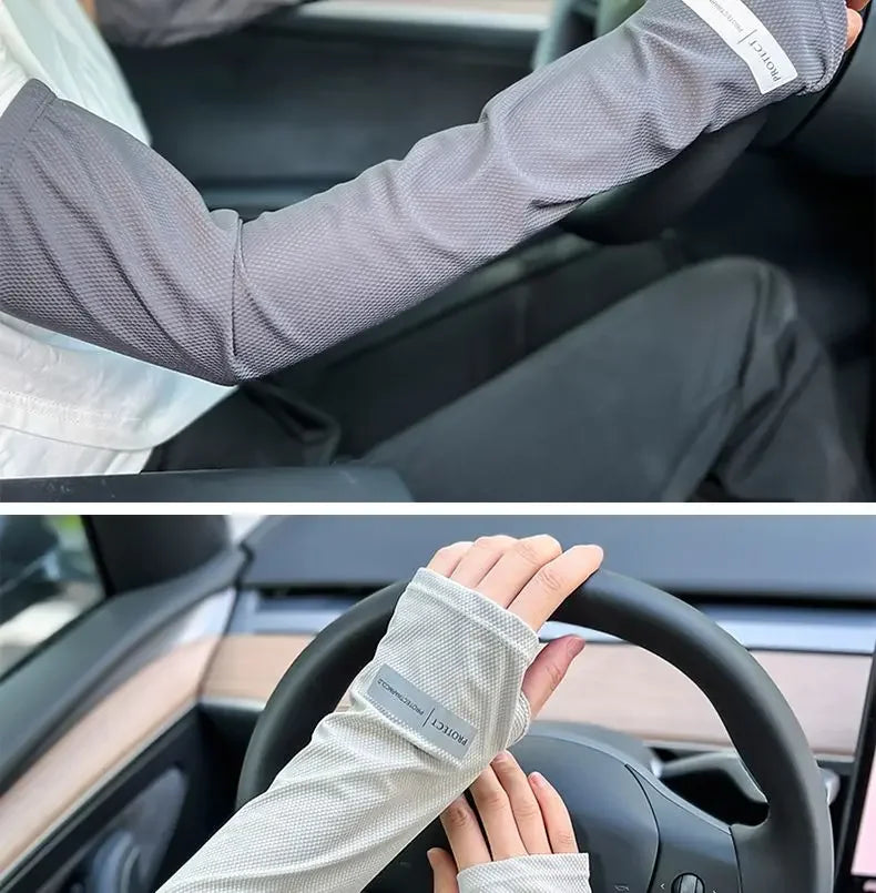 Large Size Ice Sleeves for Men's Sun Protection Japanese Summer Outdoor UV Protection Loose Arm Sleeves Driving Outdoor Gloves