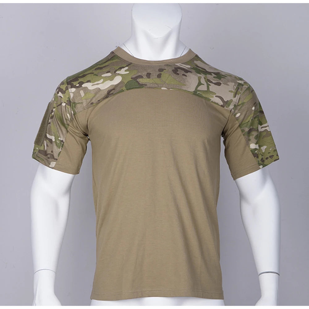 Mens Camouflage Shirts Tees Tactical Combat Shirt Hunting Clothes Tops Workout Clothing Outdoor Breathable Camo T Shirt