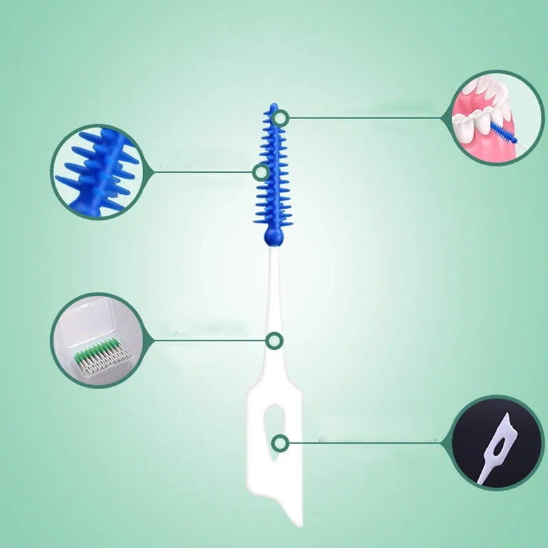 Interdental Silicone Brushes 200 Units Dental Toothpicks Brush Between Teeth   With Thread Oral Cleaning Tools