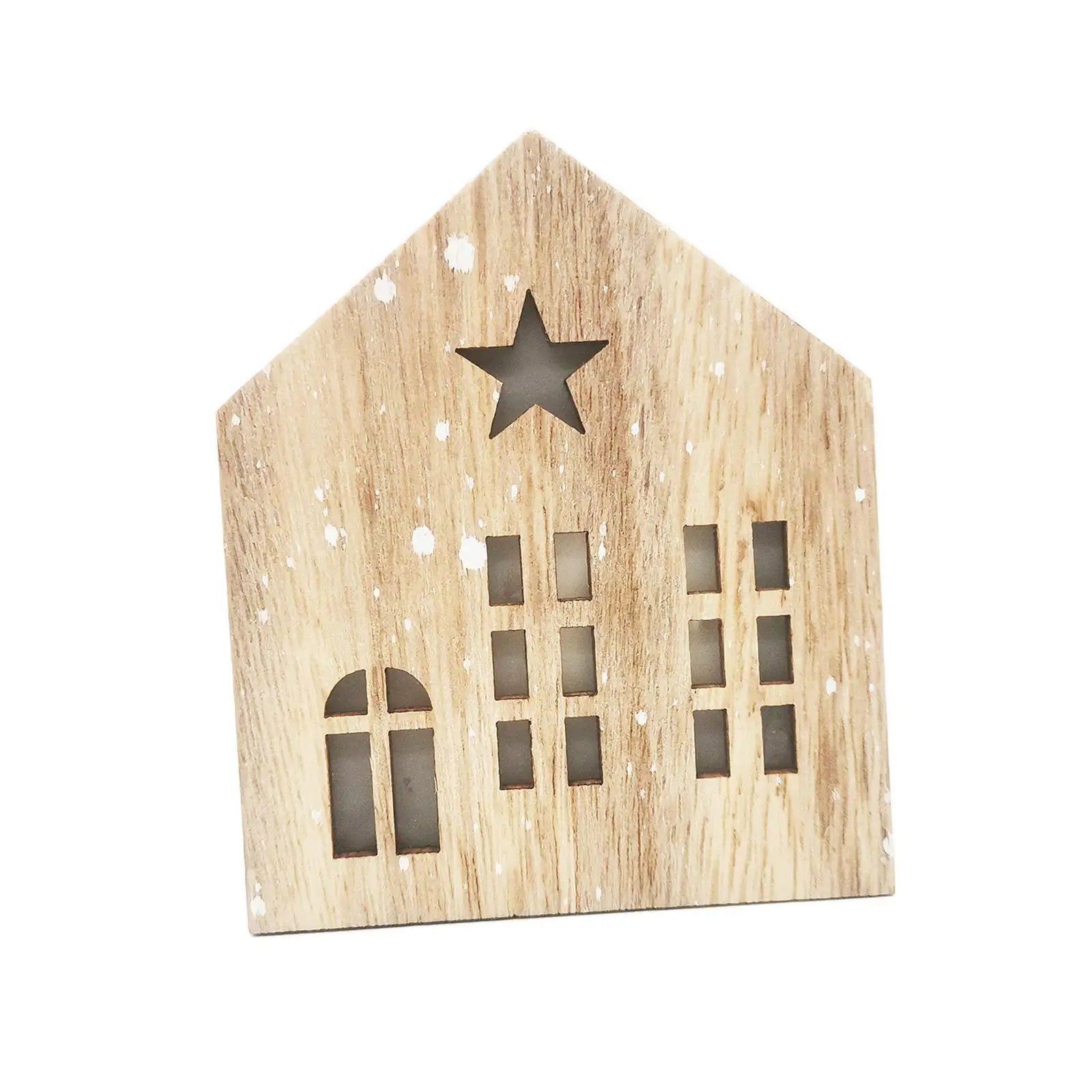 Christmas Glowing House Wooden Crafts Wooden Cabin House Shape Lighting Ornaments Office Desk Bookshelf Decorations