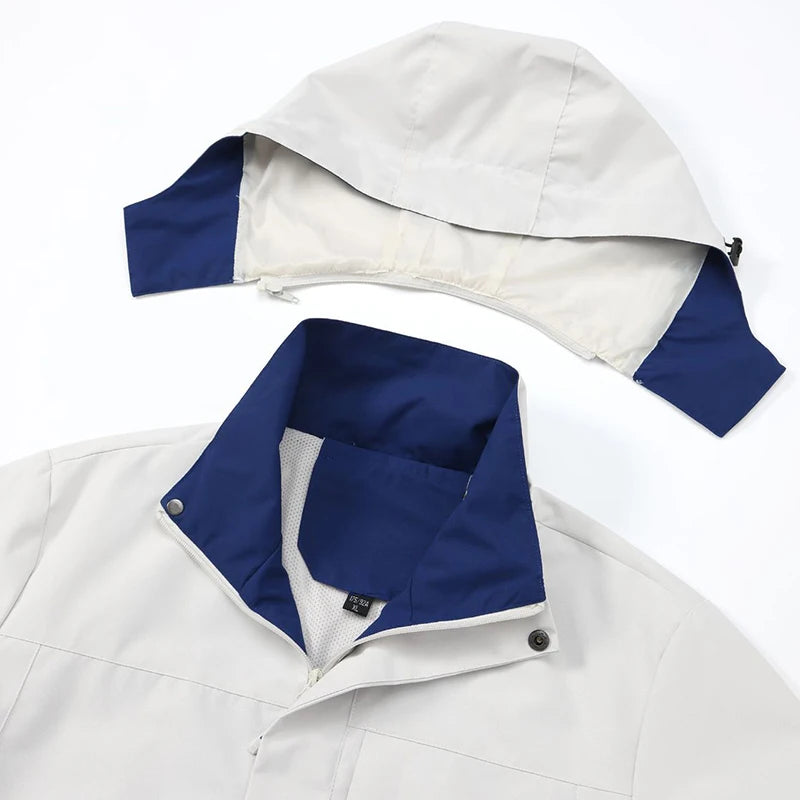 Fashion Jackets for Men Autumn Outdoor Casual Jacket Waterproof Hooded Coats Windproof Jackets Windbreaker Clothing Work Jacket