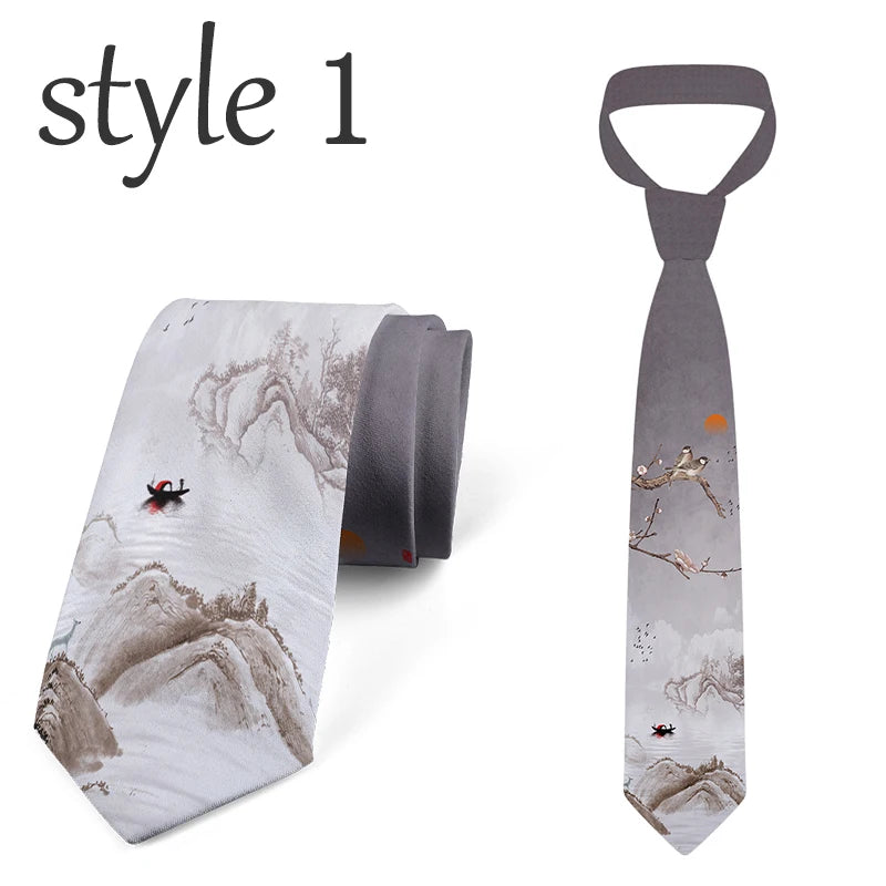 Fashion new cartoon oil painting accessories tie men and women general high-quality popular men's tie suit business wedding