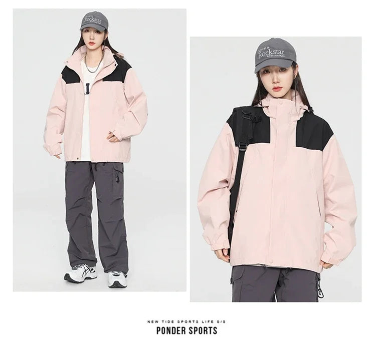 Outdoor Riding Jackets for Women Patchwork Waterproof Camping Coat Men Fishing Trekking Windbreaker Travel Jacket Women Clothing