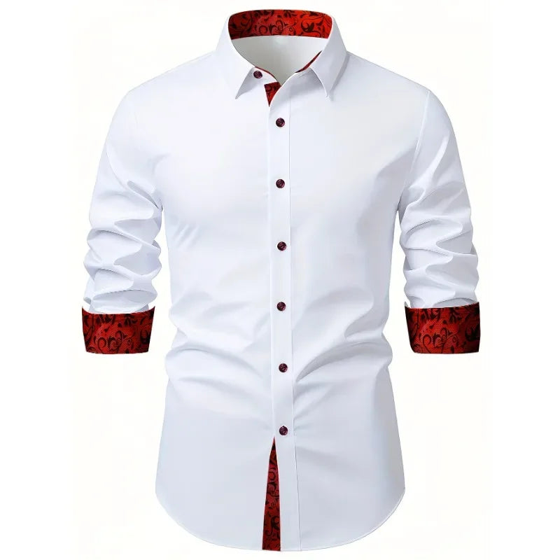 Men White Shirt Fashion Brand New Solid Color Long Sleeve Smart Casual Elastic Four Season Male Business Shirt