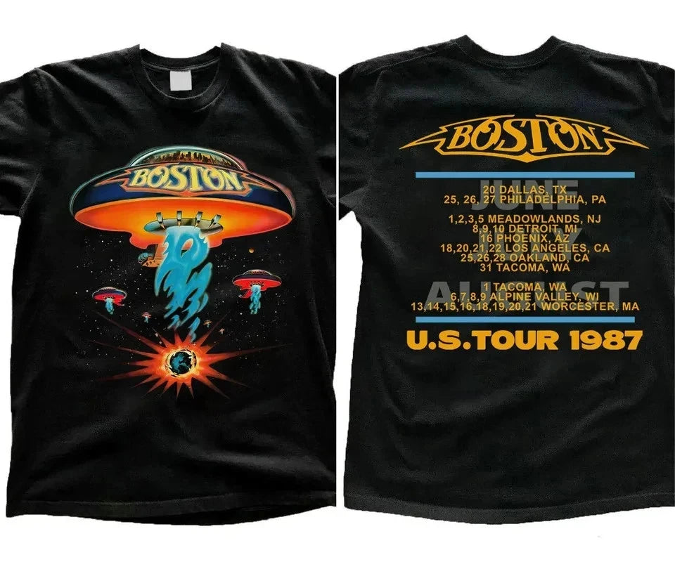 1987 Boston Rock Band Tour Men's and Women's T-shirts Heavyweight T-shirts for Men - Casual, Fashionable and Daily Wear