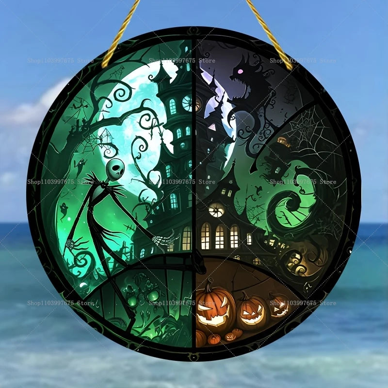 The Nightmare Before Christmas Jack Skellington Sun Catcher 2D Flat Acrylic Hanging Sign for Home Garden Wall Decor Kids Gift