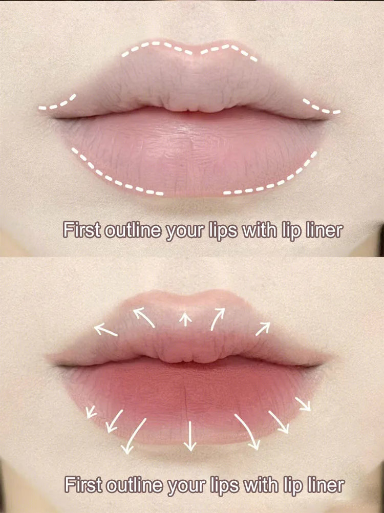 Nude Lip Liner with Lip Brush Cappuvini Korean Style Lip Makeup Long Last Velvet Matte Lipstick