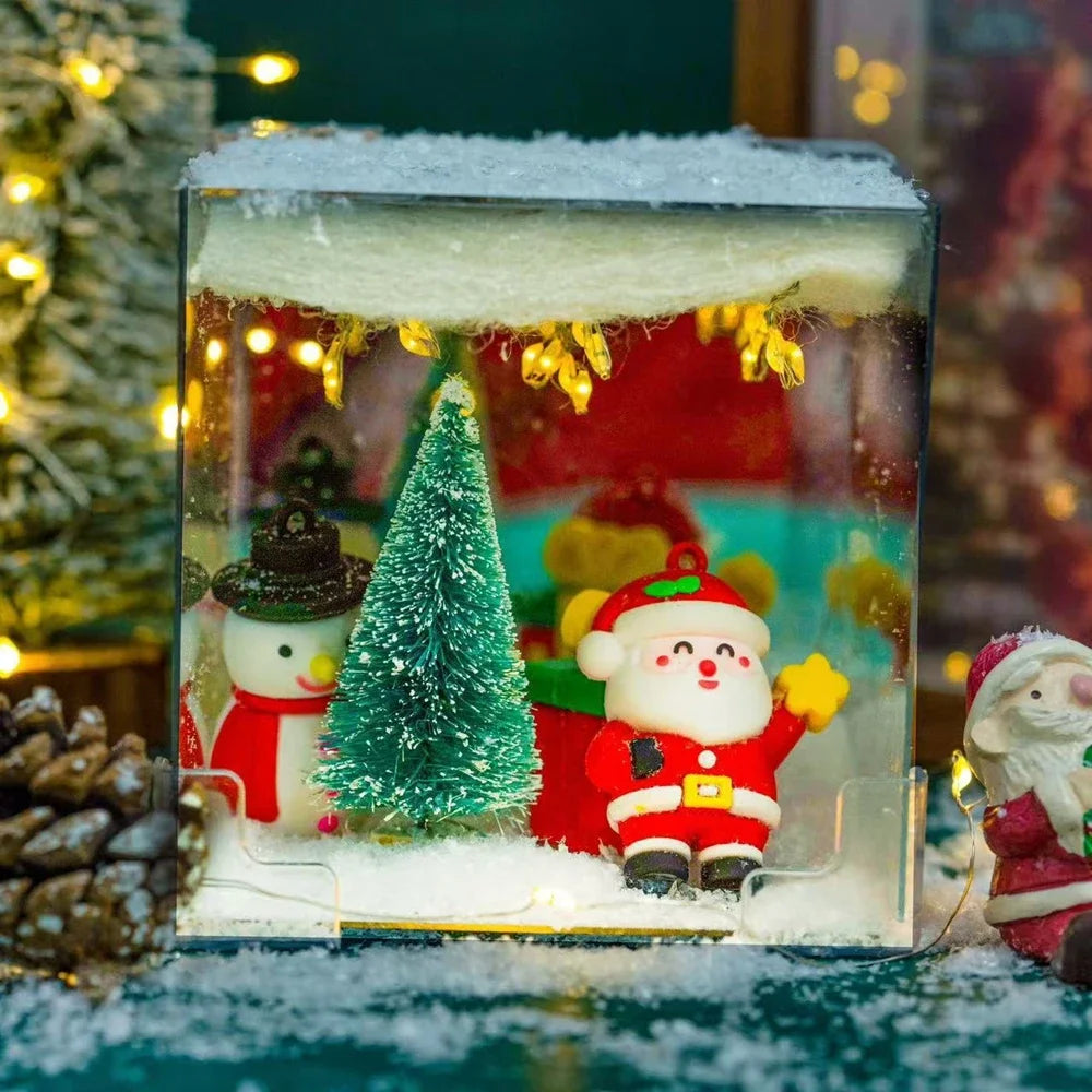 Christmas Gift Decoration Ornament Santa Claus DIY Creative Handmade Materials Nightlight Child New Year Gift Home Decor