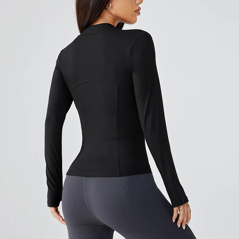 Yoga wear jacket for women summer high-end fashionable slimming stand-up collar sun-protective clothing running sports and fitne