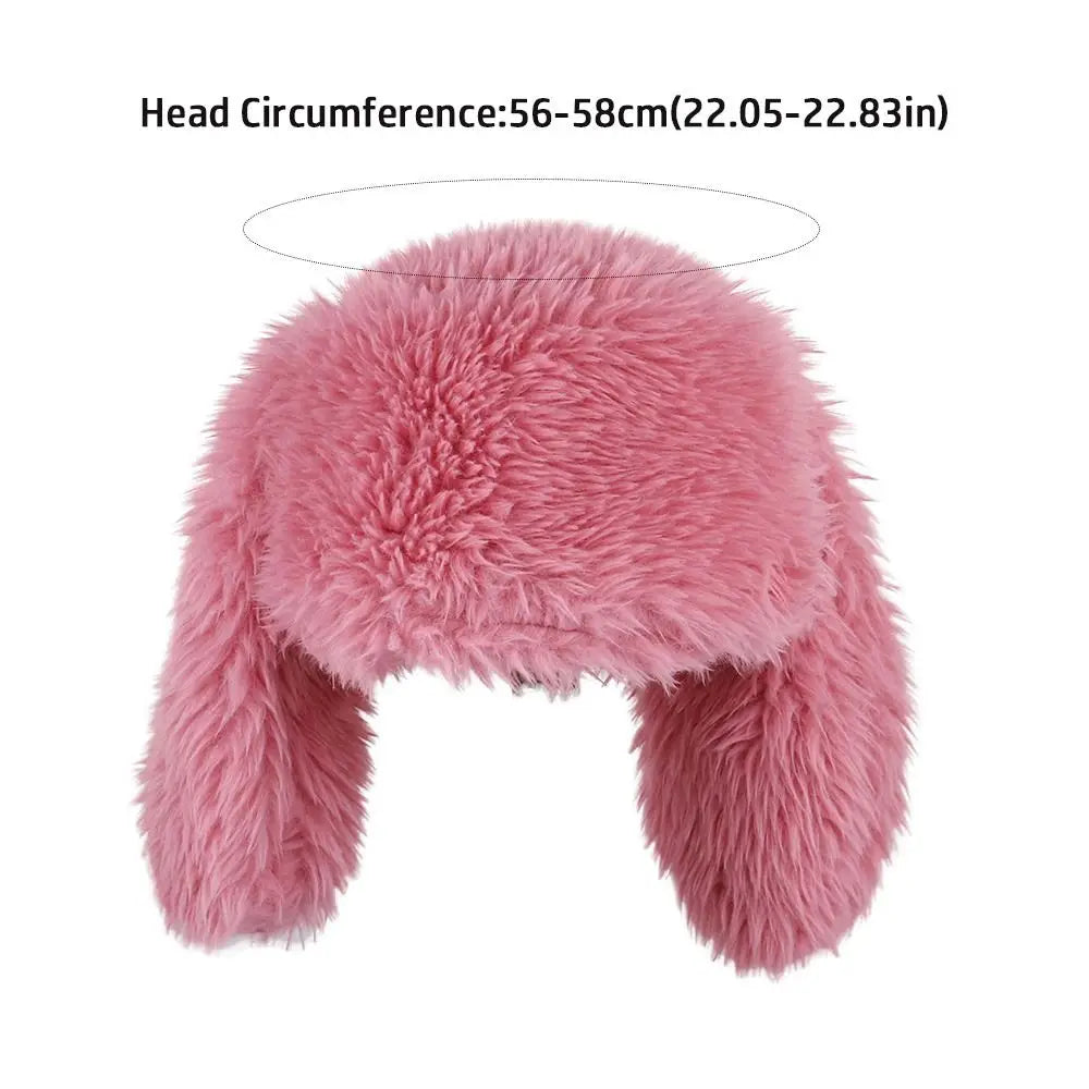 Women's Accessories Faux Fur Rabbit Ear Hat Ear Protection Sweet Plush Winter Hat Rabbit Ear Women's Beanies Halloween Party