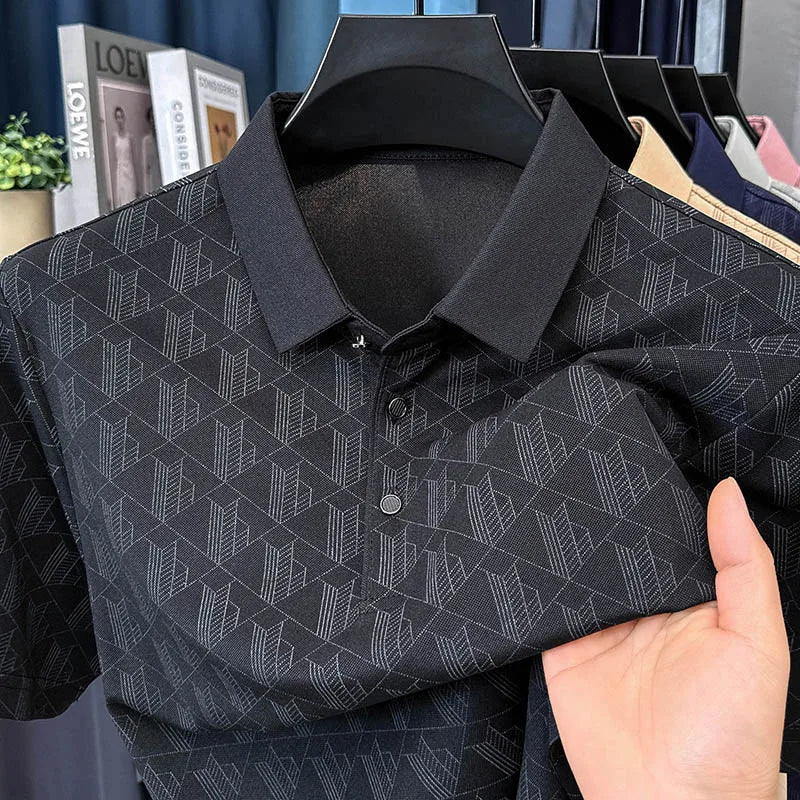 Men's New Short-Sleeved T-Shirt Summer Polo Shirt with a Stand-Up Collar Simple Casual Versatile Fashionable Trendy Men's Wear