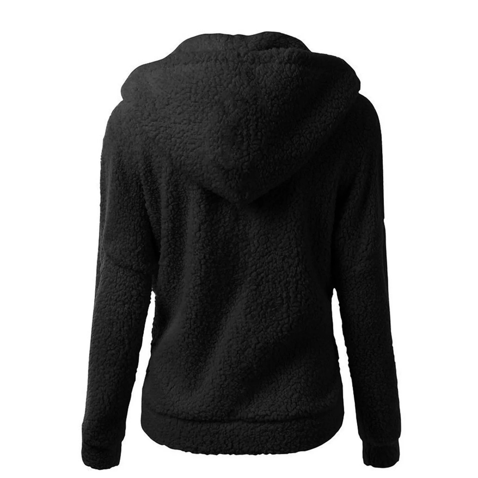Women'S Fashion Jackets Solid Lambswool Coat Slim Straight Hooded Plush Zip Up Jackets Autumn Winter Simple Versatile Jackets