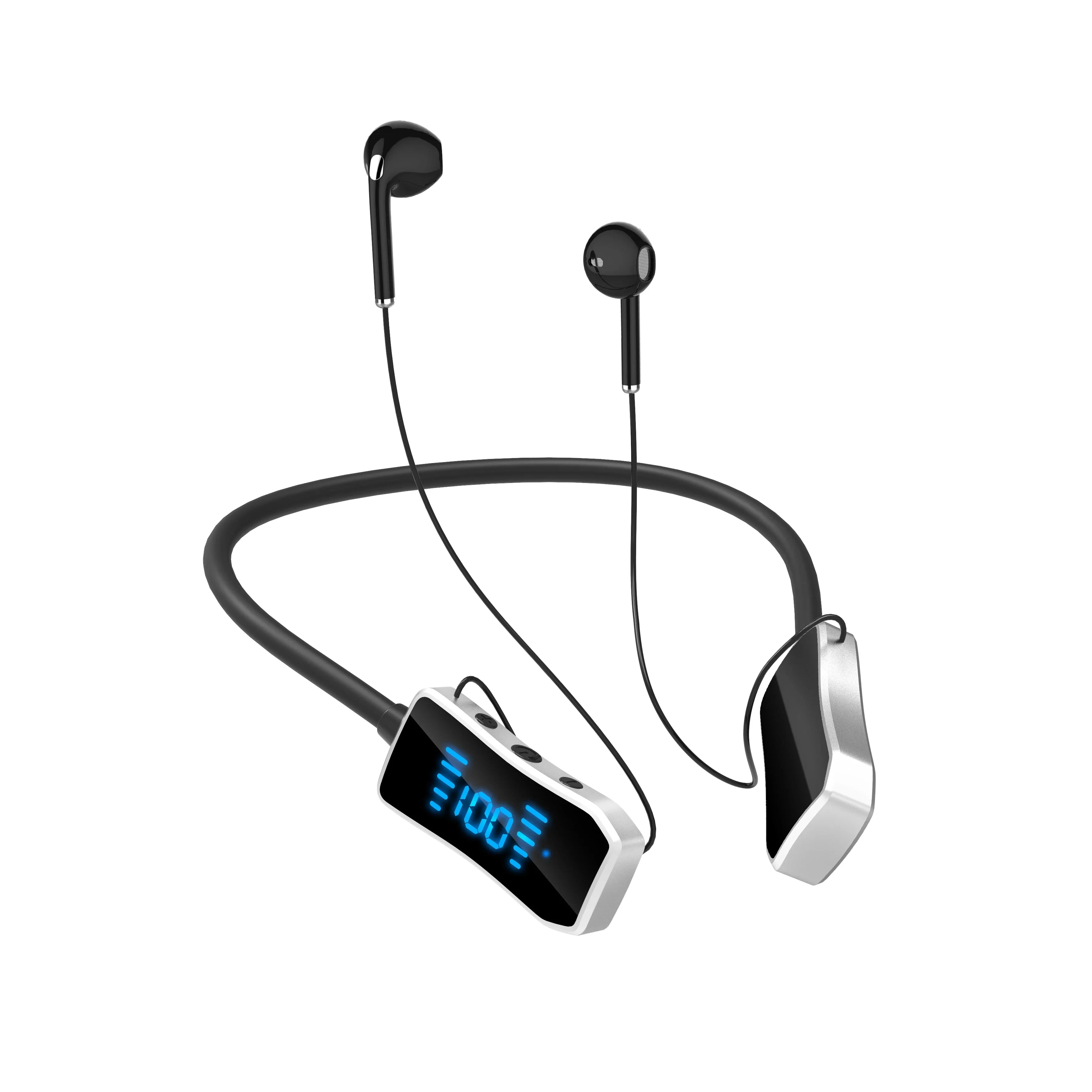 LED Display Stereo Wireless Bluetooth Earphones Magnetic Hanging Neck Headphones Headset Sports Gamer Headsets Noise Reduction