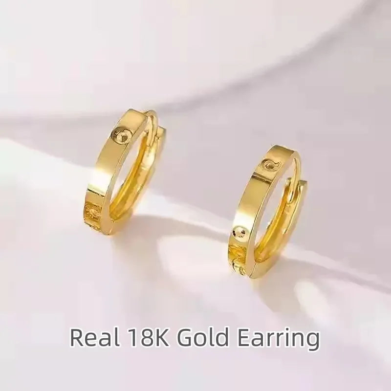 18K Gold Earring for Women Earring Clip Clasp Design Simple Fashion Fine Jewelry Gift