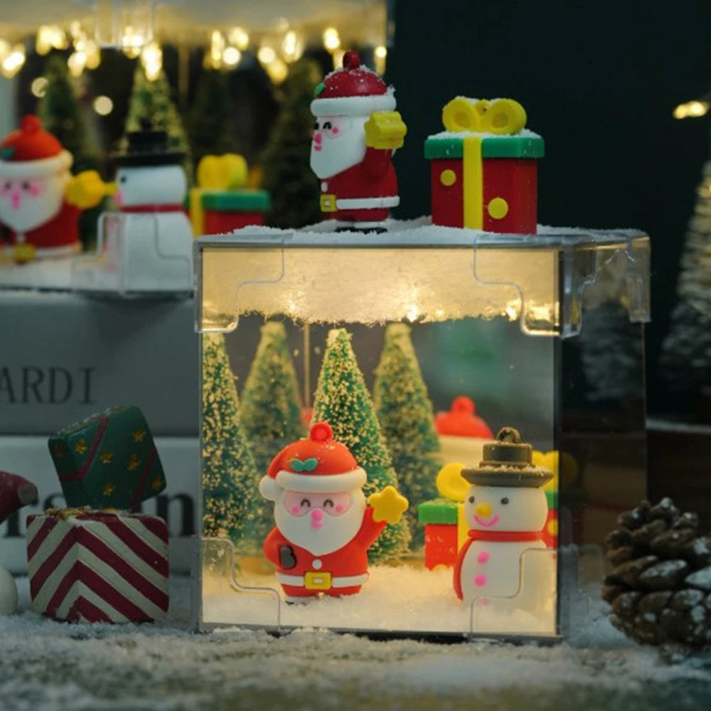 Christmas Gift Decoration Ornament Santa Claus DIY Creative Handmade Materials Nightlight Child New Year Gift Home Decor