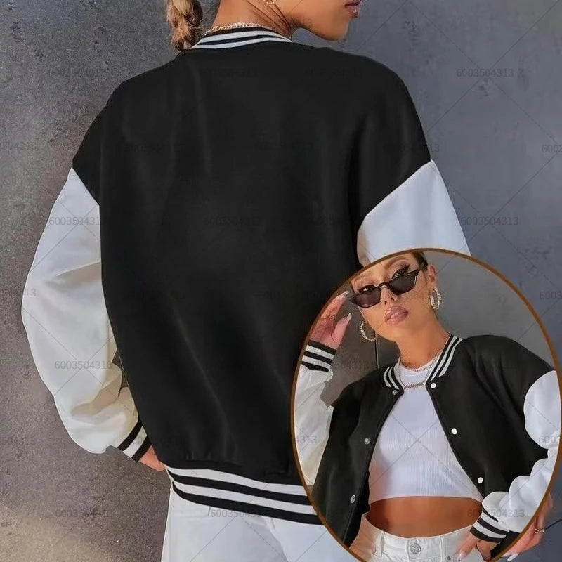 Women's Men Baseball Jacket Autumn Winter Coats Fleece O-Neck Streetwear Hoodies Pullover Sweatshirt Tracksuit Clothing Unisex