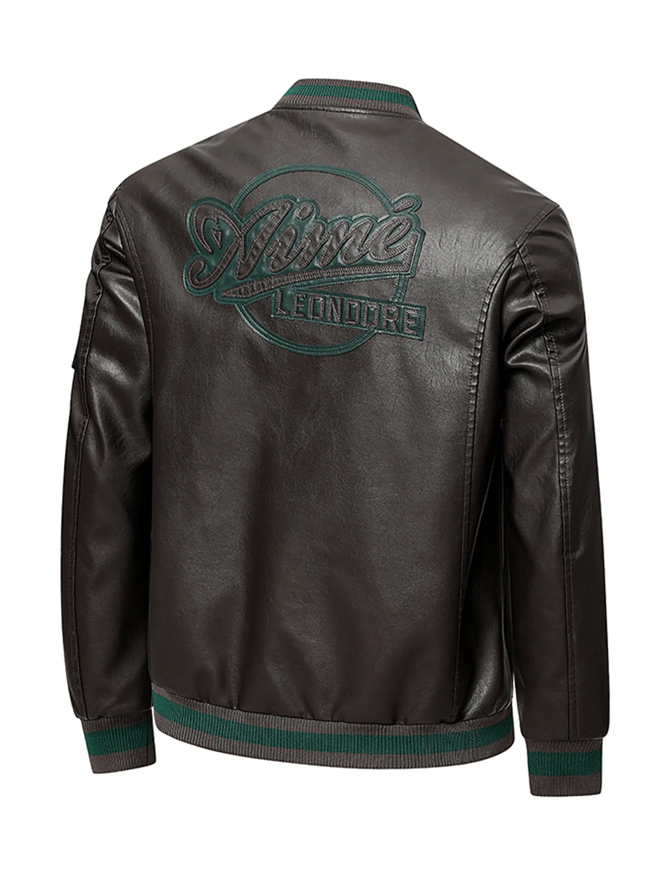 Men'S Baseball Jacket - Windproof Warm Coat with Zipper Closure, Brown & Green Accent Jacket, Non-Stretch Shell for Casual Outer