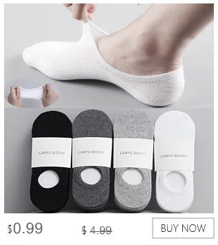 5Pair / Lot Fashion Happy Men Boat Soc Silicone Invisible Cotton Socks Male Ankle Sock Slippers Meia