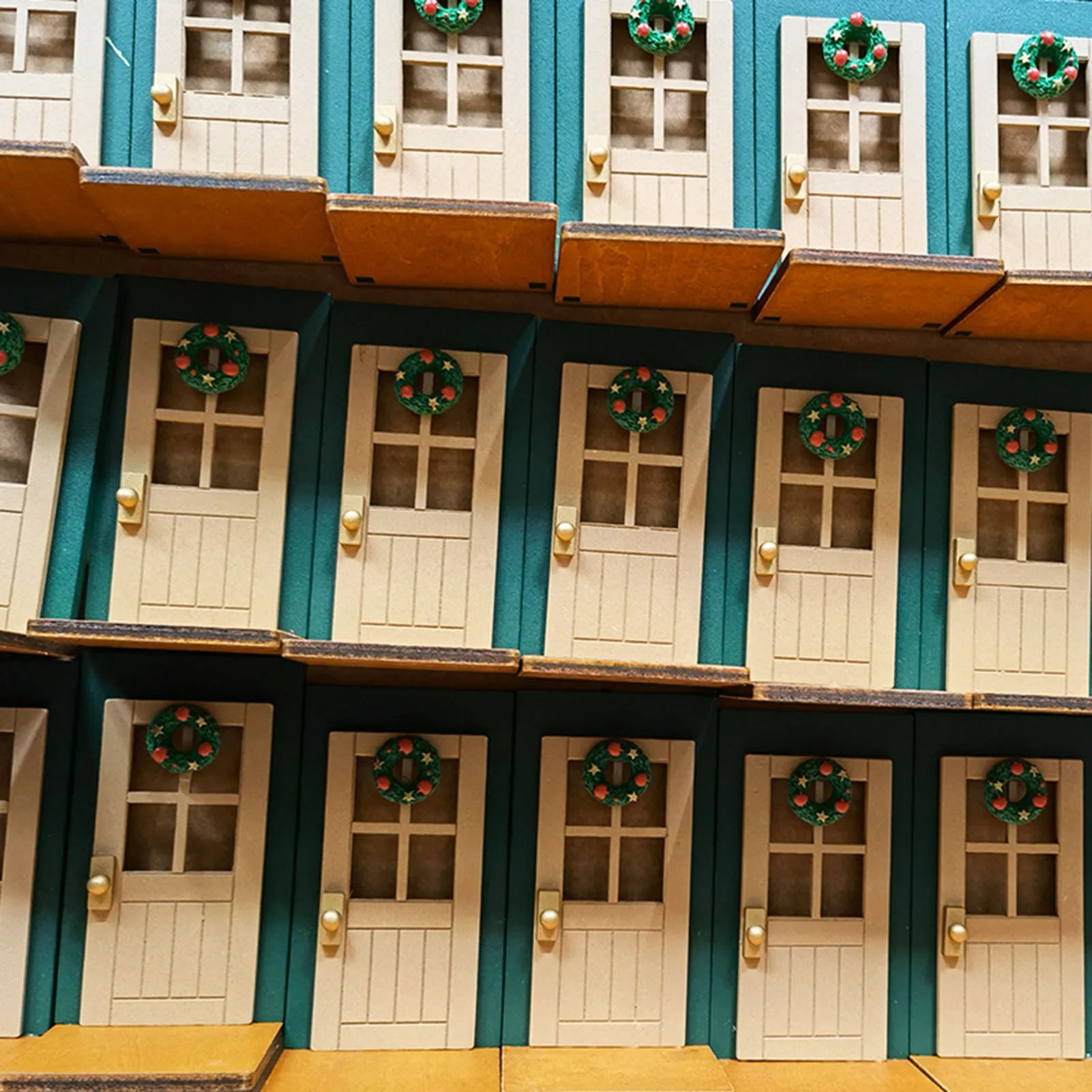 Christmas Wood Door Shape Ornaments Durable Creative Home Decorative Toy Wooden Handicrafts For Table Bookshelf Fireplace Decor