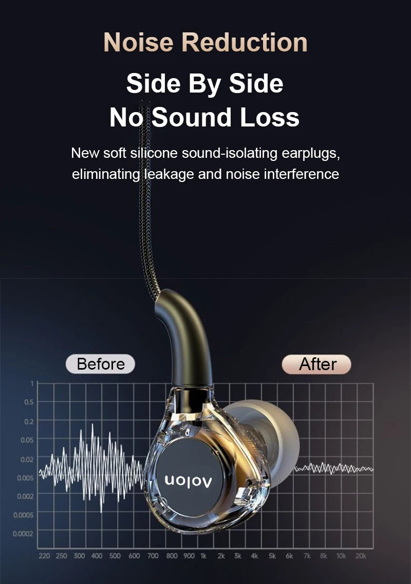 2025 Newest Wired Earphone With Microphone Hifi Music Monitor Bass Headphones Noise Cancelling Headset For Sport Gaming Earbuds