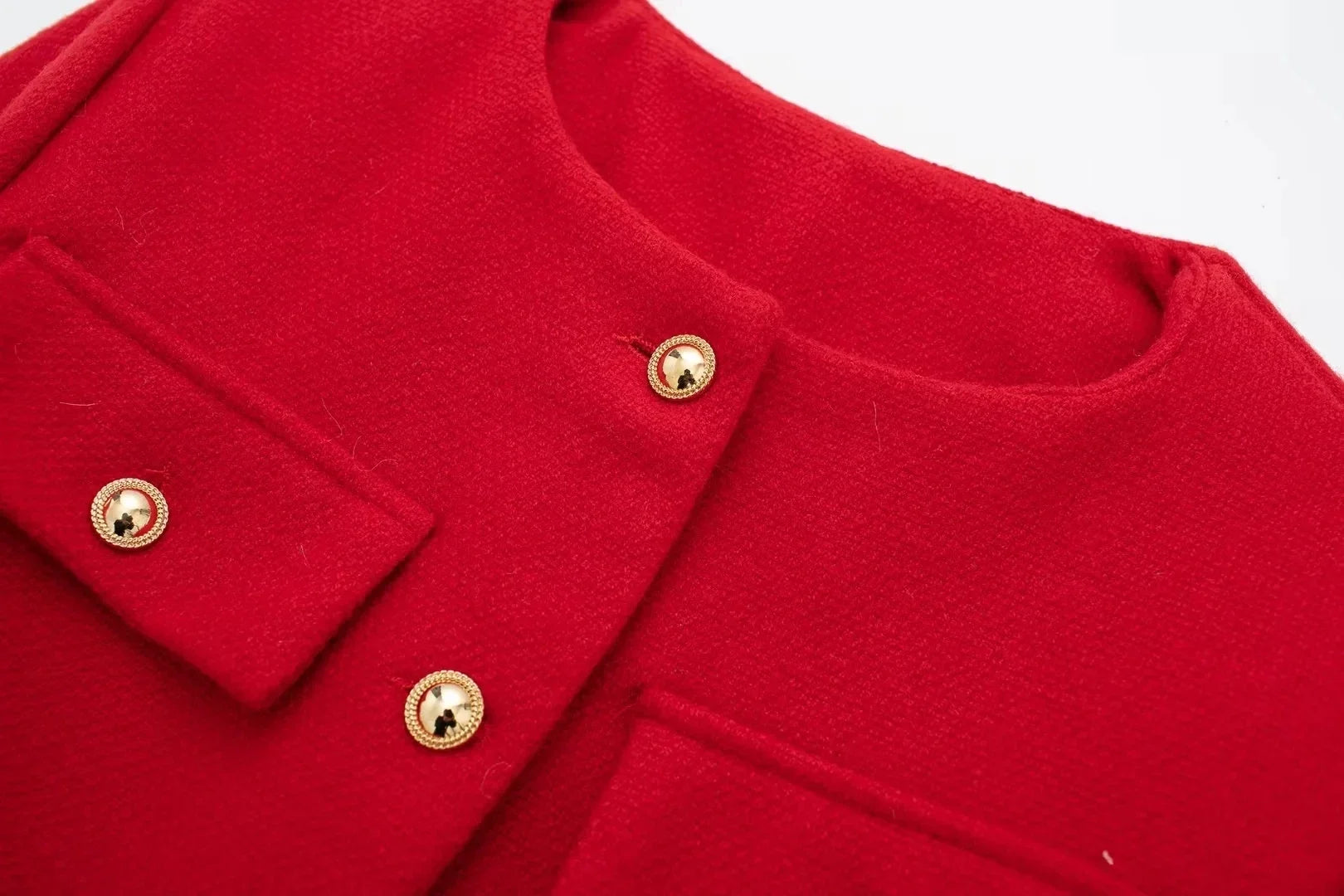 Women Elegant Cropped Jacket 2025 Women's Fashion Jacket O-Neck Long Sleeved Flip Pocket Coat Female Casual Outwear Tops