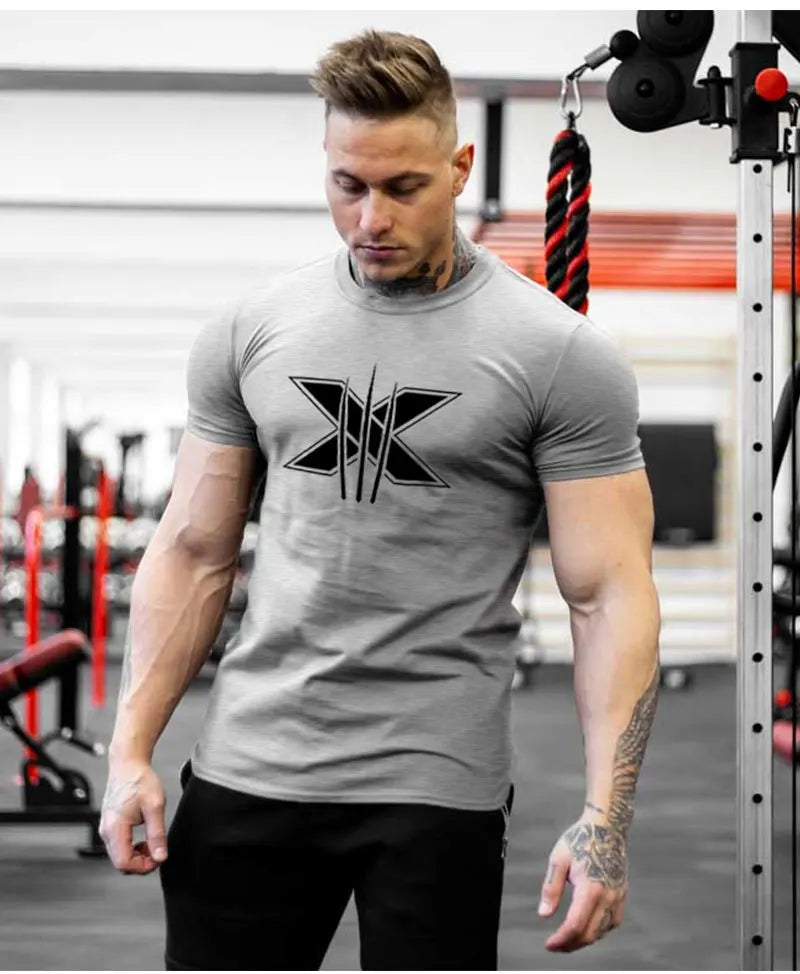 Tshirt for Men Bodybuilding  Graphic T Shirts Workout Fitness Men Clothing Short Sleeve Shirt Street Wear